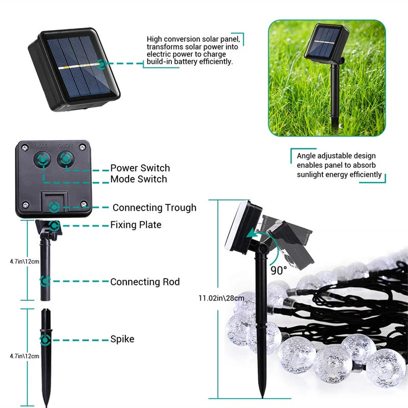 Solar Lights™ | IP 65 Wasserfeste solarbetriebene Lampenschnur