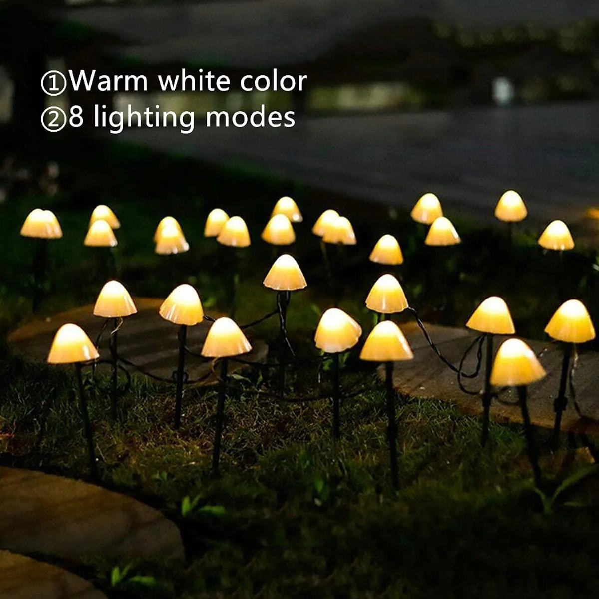 Mini Mushroom Solar Lights - 8 Functies - 4 Kleuren/Warm Wit