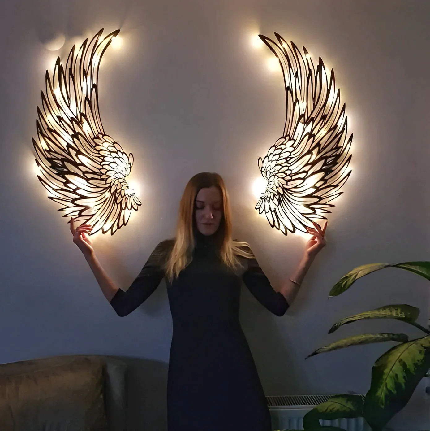 Angelwings - metalen wandkunst met LED-verlichting