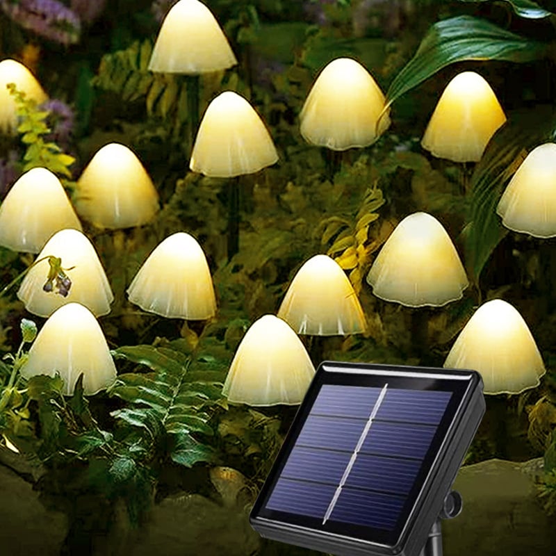 Mini Mushroom Solar Lights - 8 Functies - 4 Kleuren/Warm Wit