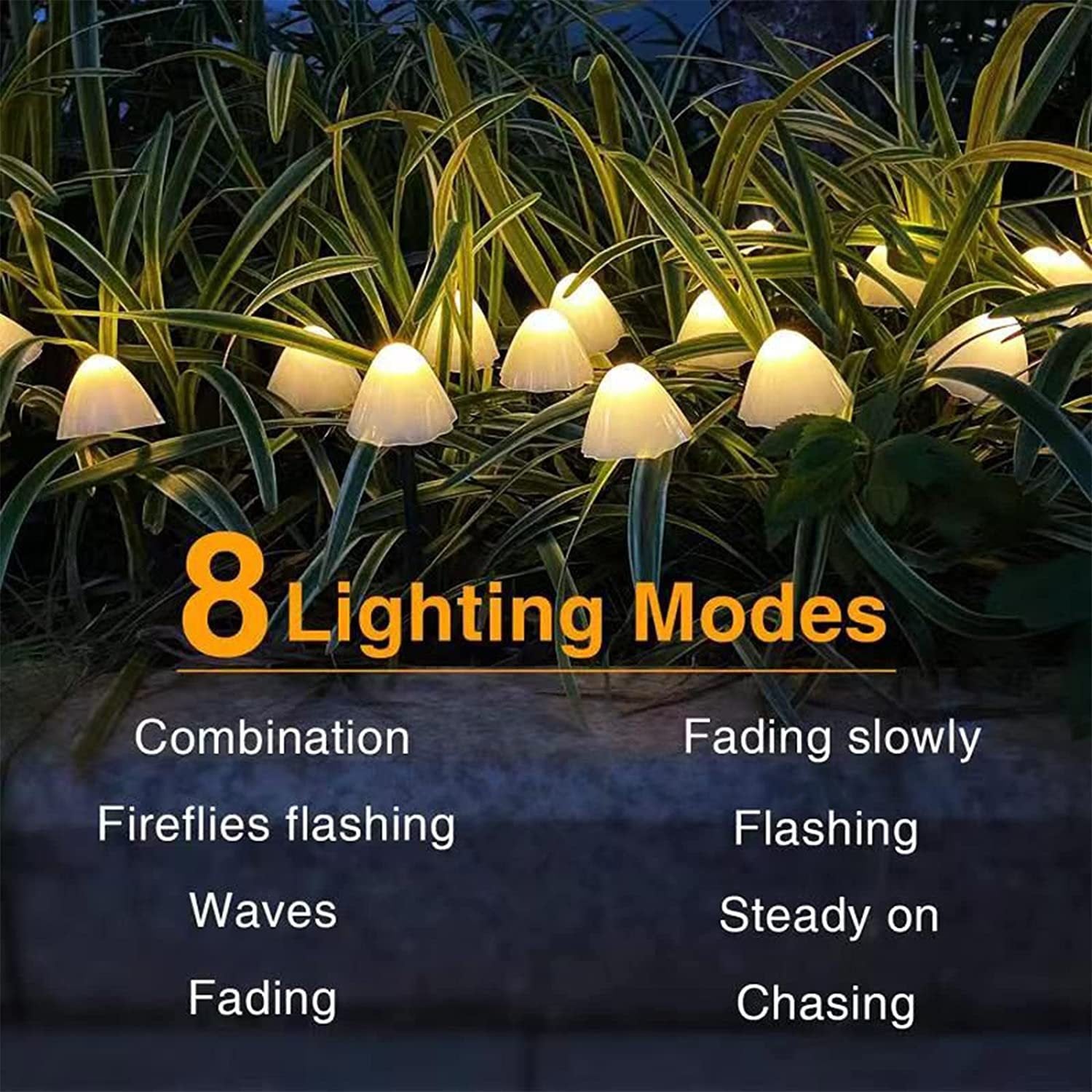 Mini Mushroom Solar Lights - 8 Functies - 4 Kleuren/Warm Wit